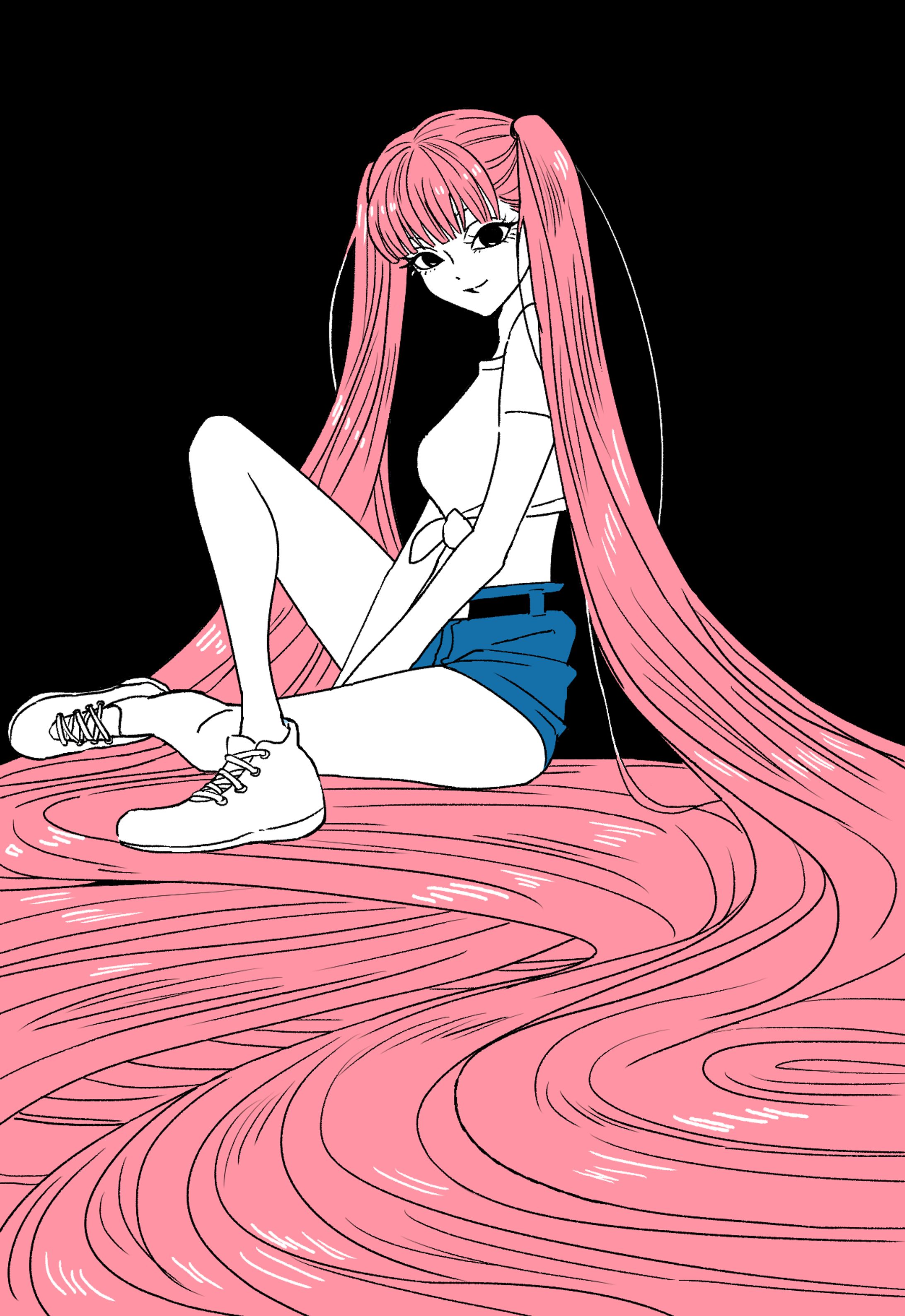 ロングツインテ女の子-1