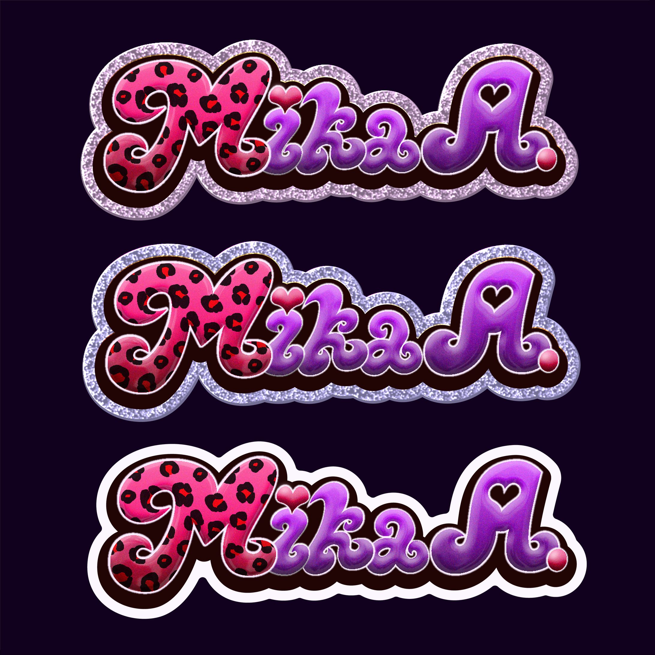 【作字 / ロゴ】平成ギャル系ネームロゴ『Mika A.』-1