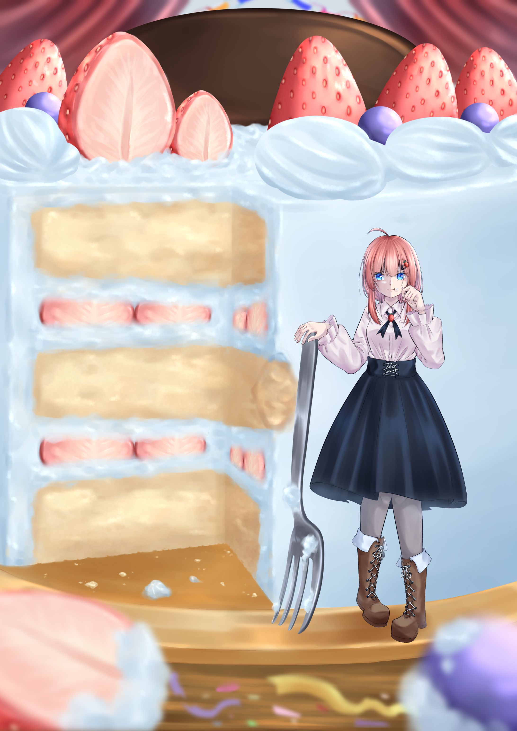 イラストコンテスト応募作品「幸せのケーキと小人の少女」-1