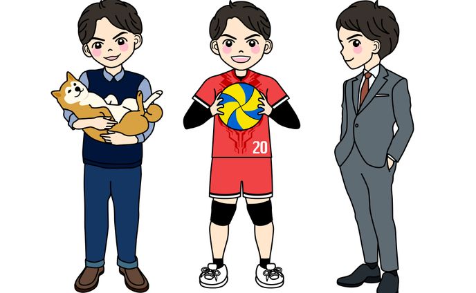 バレーボール 川口選手の似顔絵イラスト