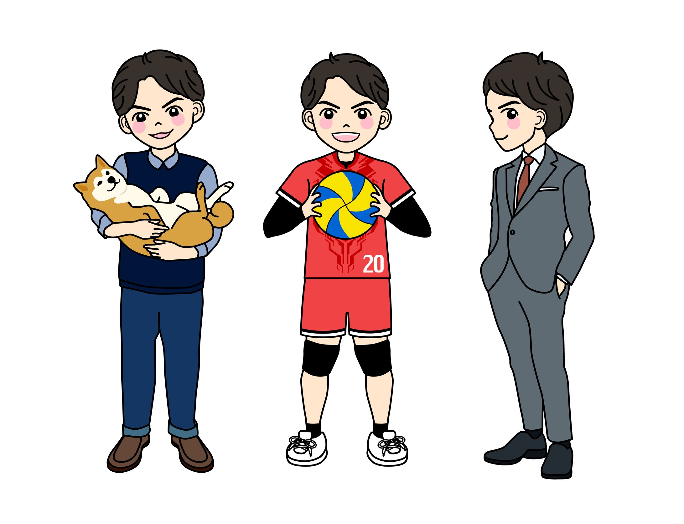 バレーボール 川口選手の似顔絵イラスト-1