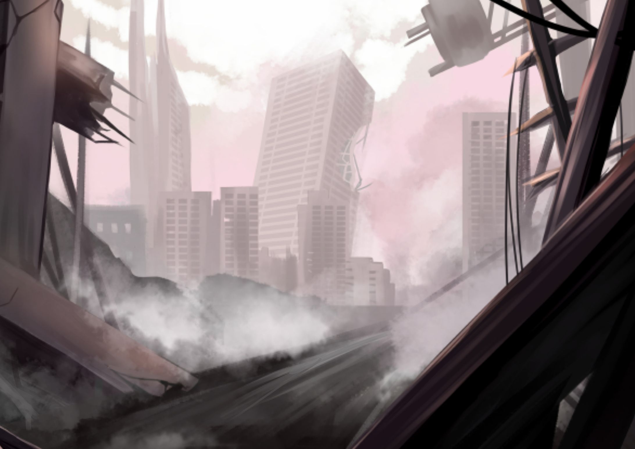 背景イラスト　崩壊した世界-1
