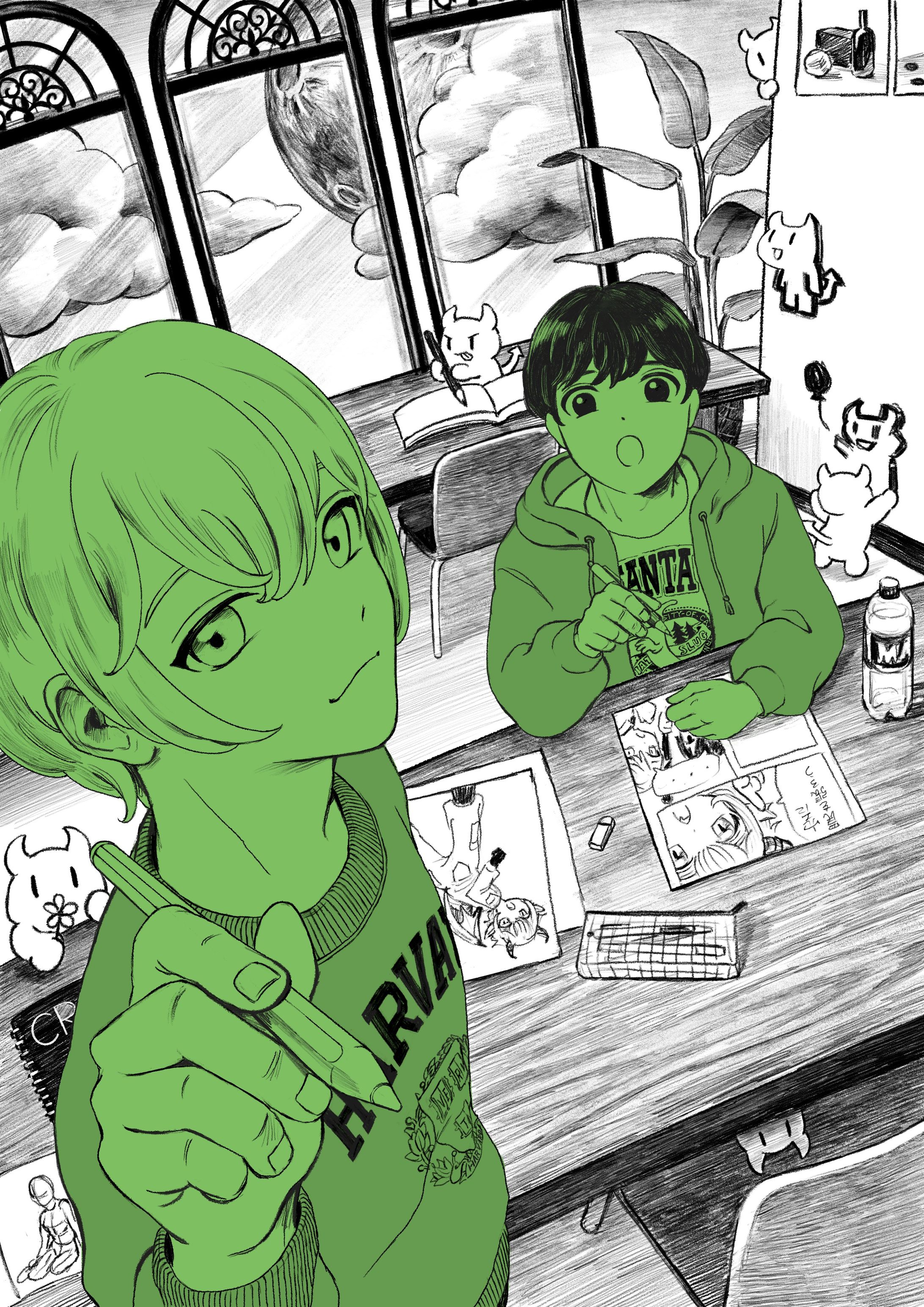 【仕事絵】美術塾宣伝用イラスト-1