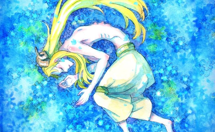 青い花の中で、永遠に。 In blue flowers, forever.