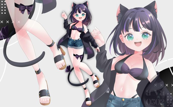 猫魔くろ様立ち絵(服装差分あり)