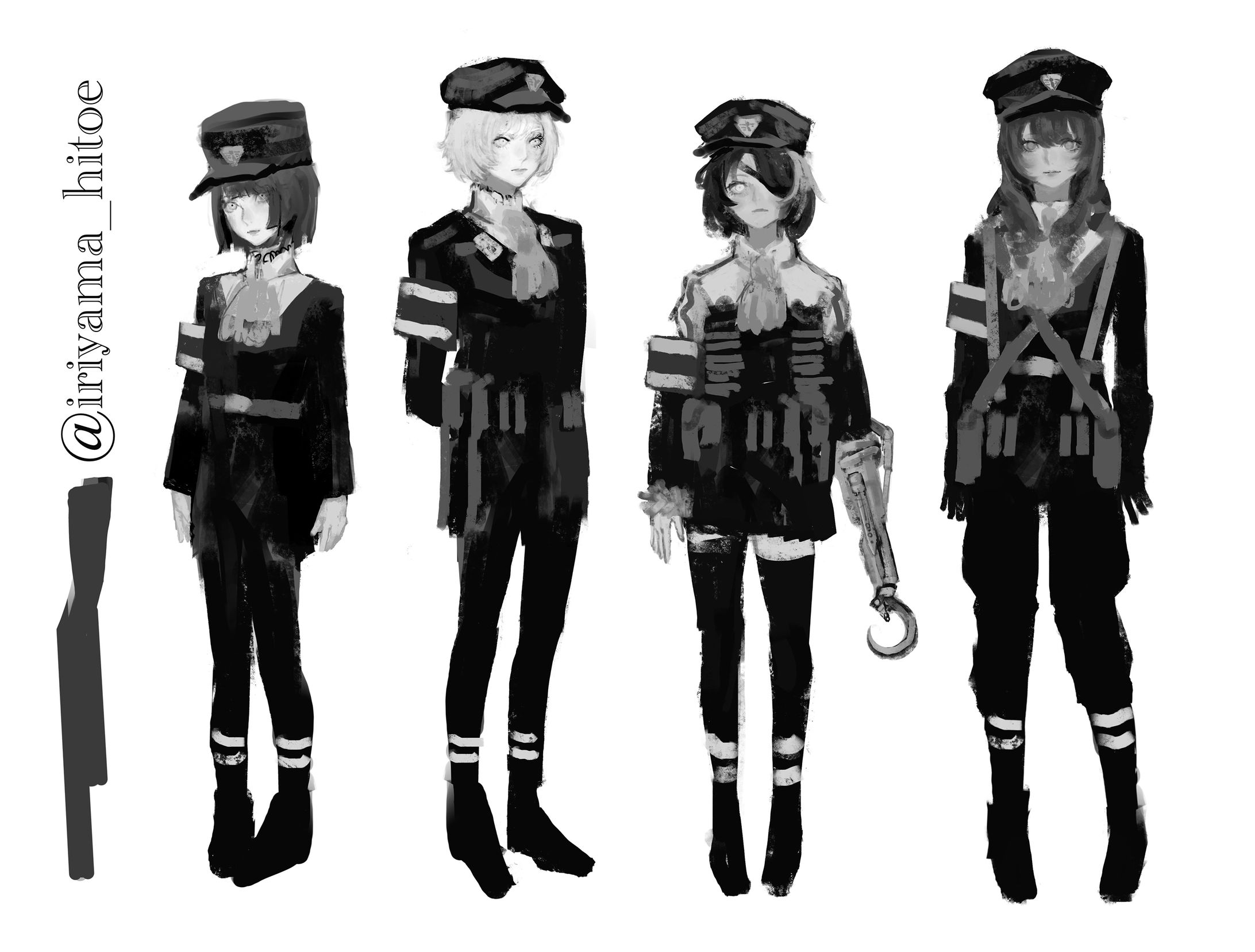 オリジナル：軍服／モノクロ・キャラクターデザイン-1