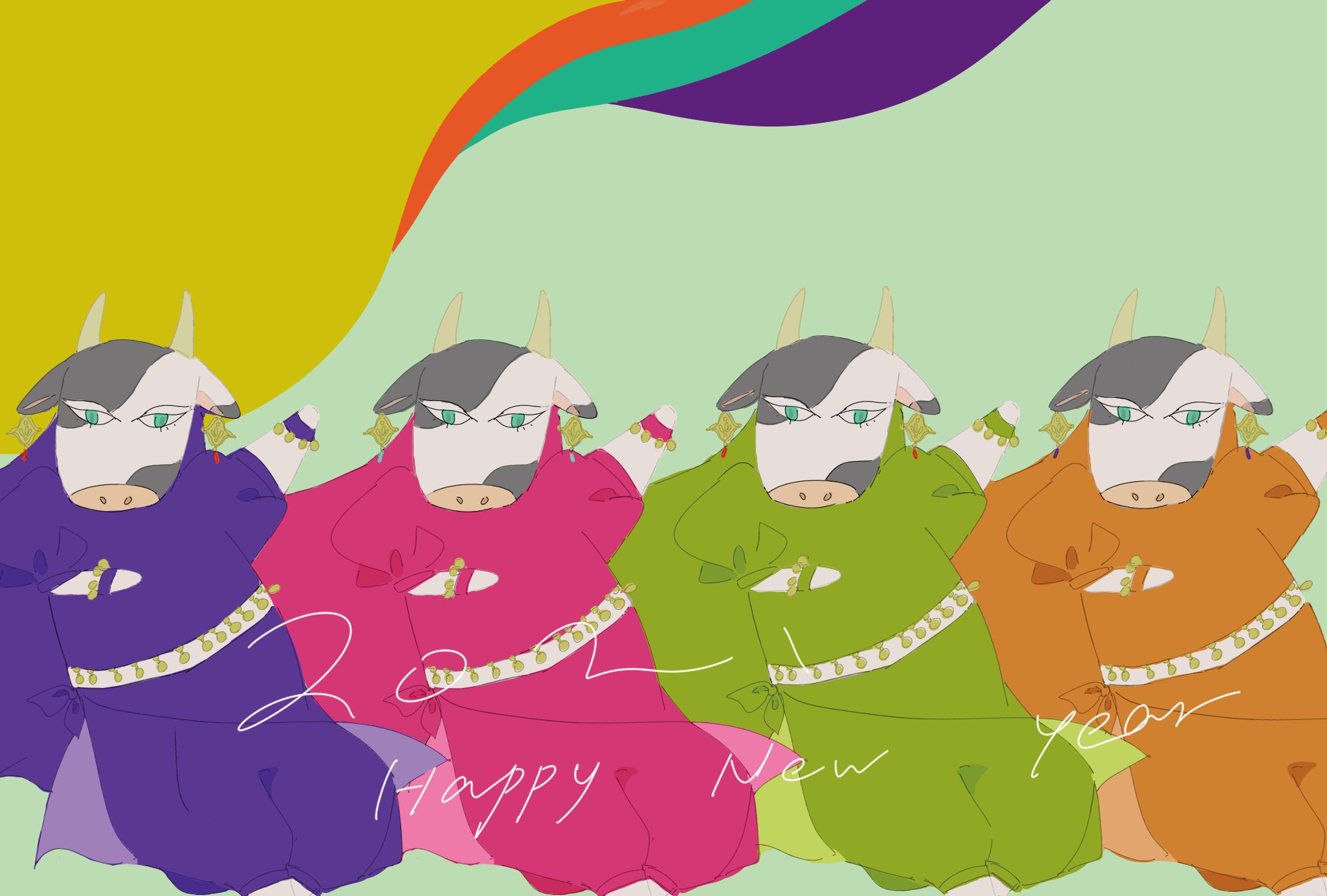 2021　年賀状　丑年-1