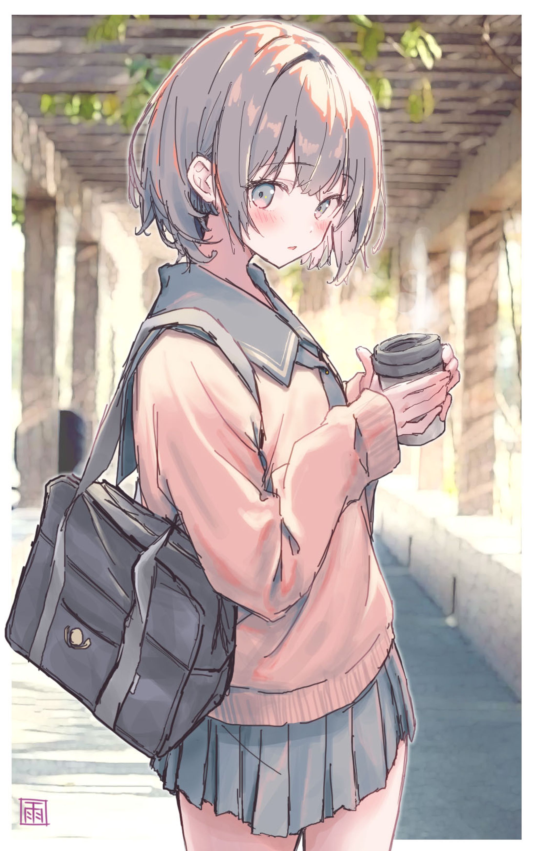 オリジナル制服少女　コーヒーブレイク-1