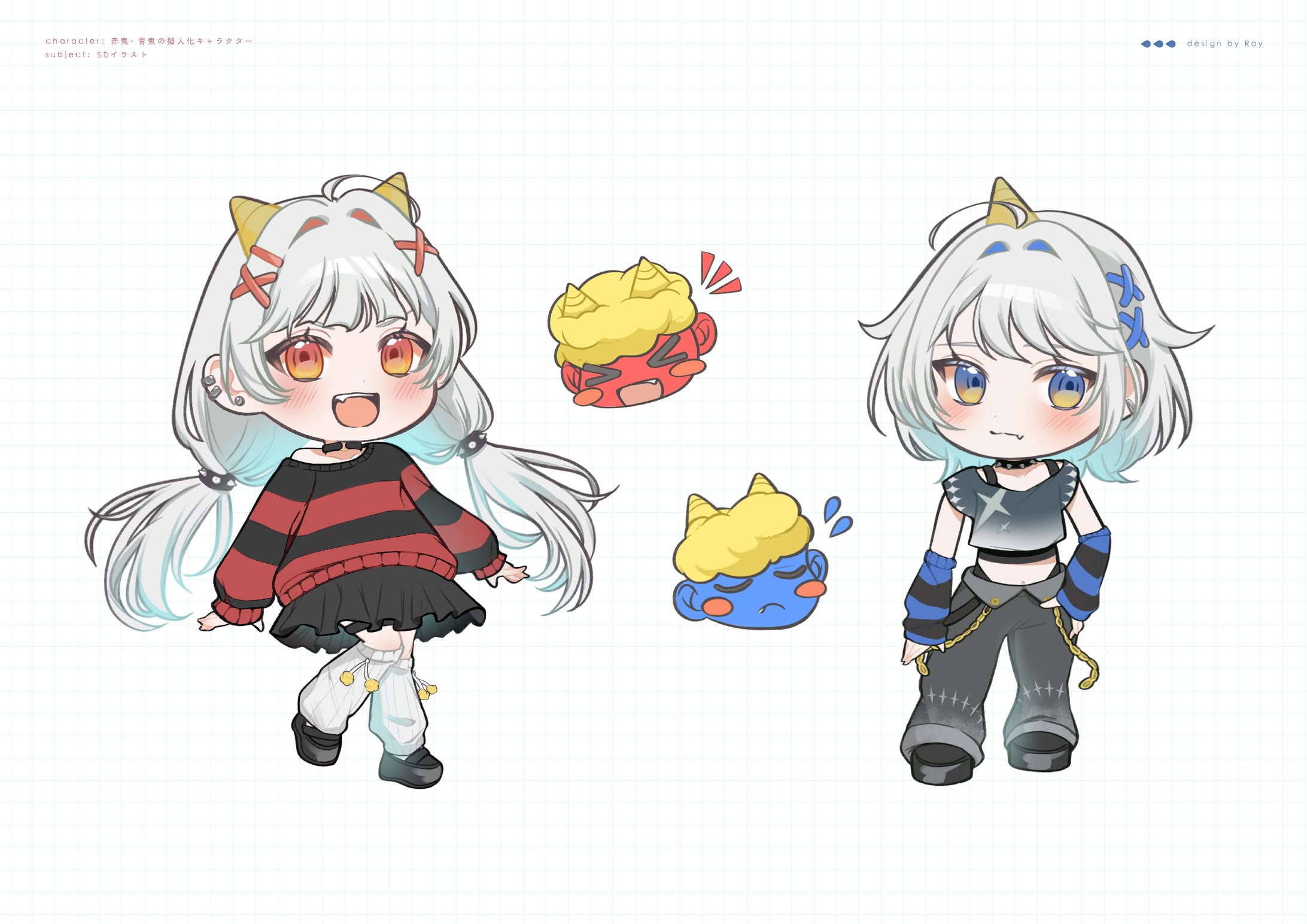 【授業課題】- SDイラスト -　鬼の擬人化-1