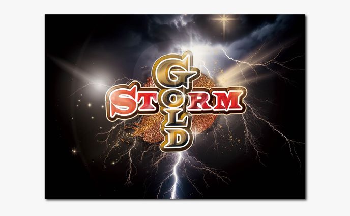 パチンコホール「GOLD STORM」のロゴ【スクール課題】