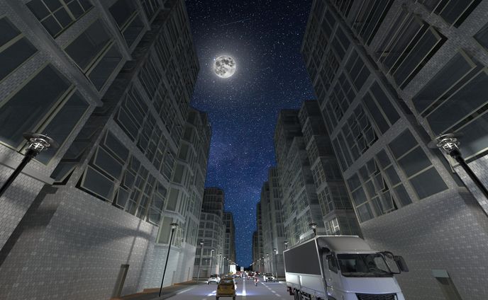星夜の都会の街並み