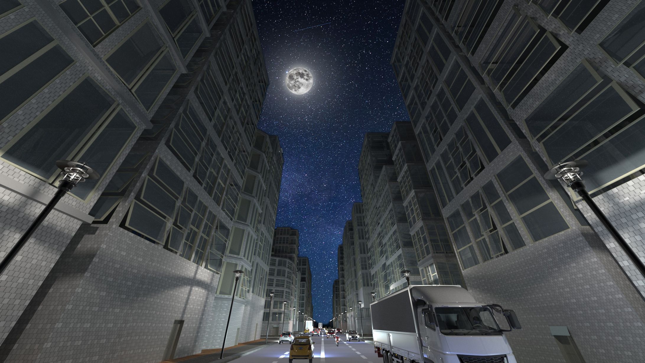 星夜の都会の街並み-1