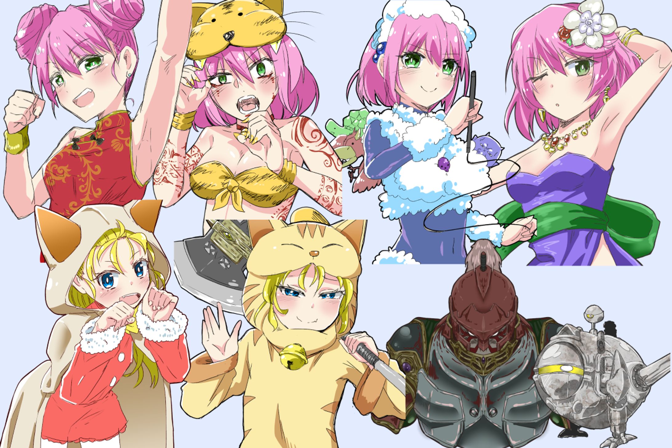 FF5 のサムネ用に描いたレナとクルルと-1