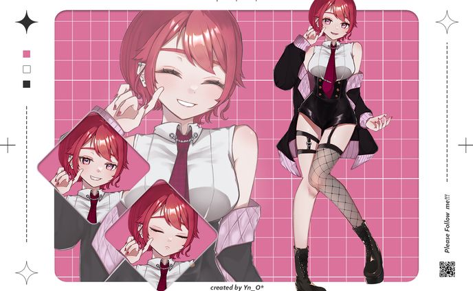 【イラスト】ゆの*全身立ち絵(表情差分あり)