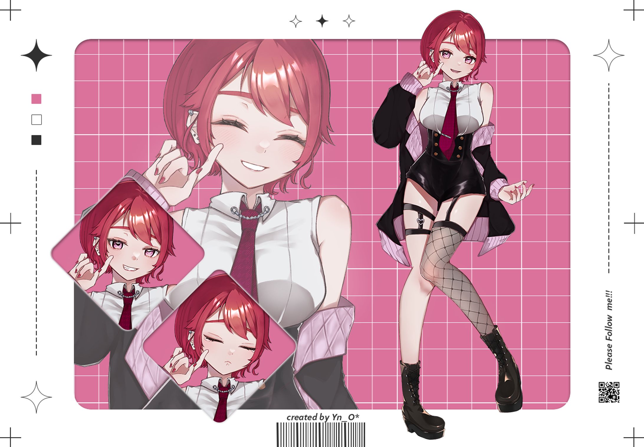 【イラスト】ゆの*全身立ち絵(表情差分あり)-1