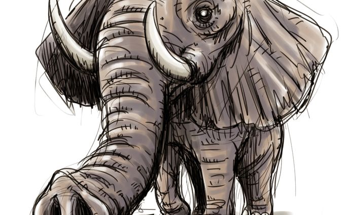 ゾウデフォルメスケッチ「ゾウ」