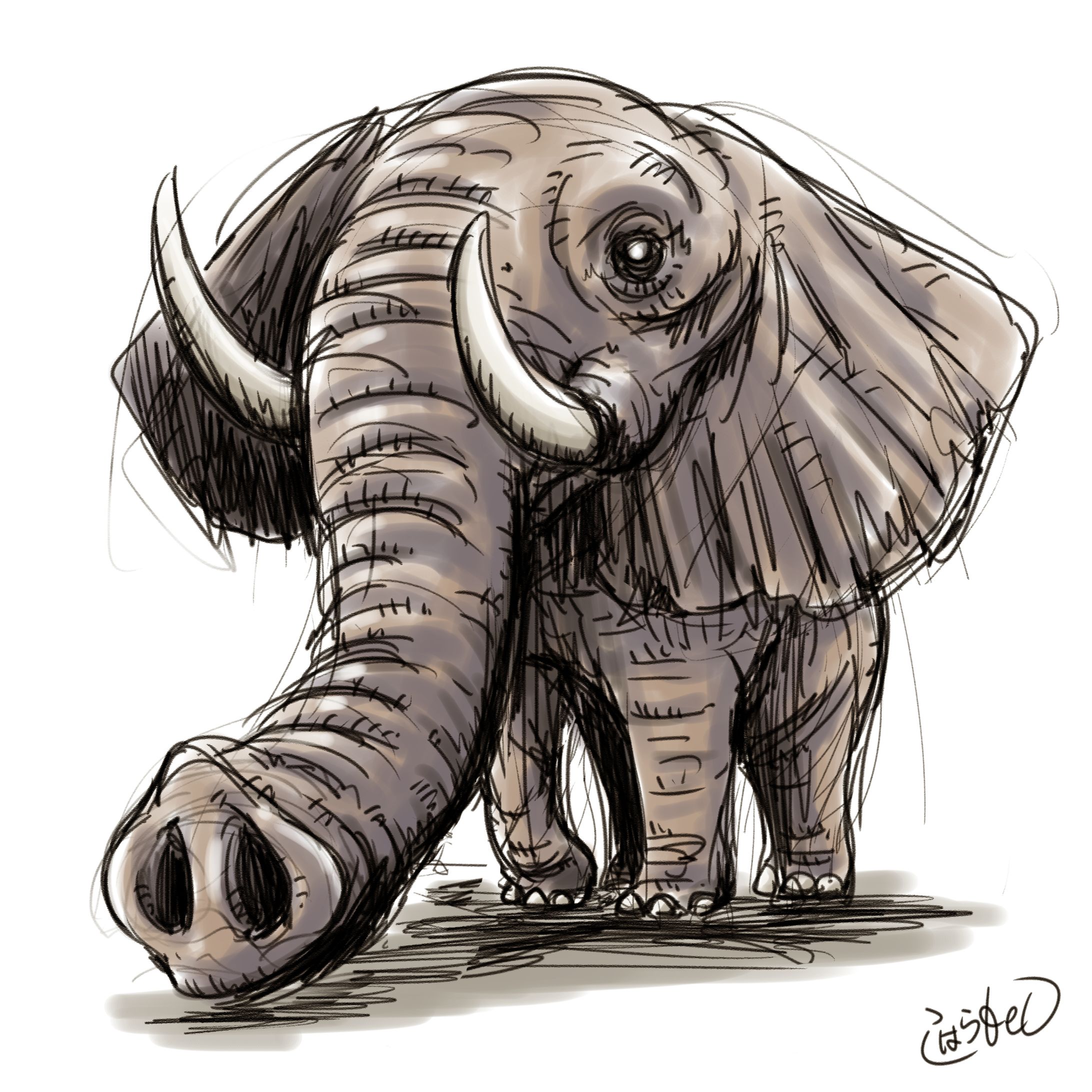 ゾウデフォルメスケッチ「ゾウ」-1