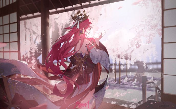 八重神子、桜の庭