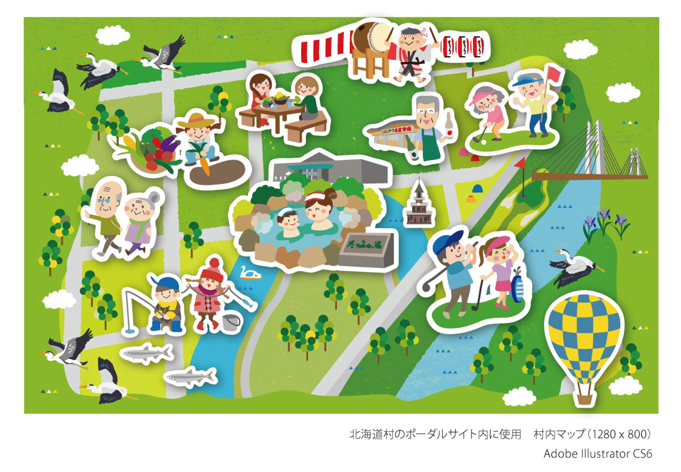 新篠津村MAPのイラスト制作-1