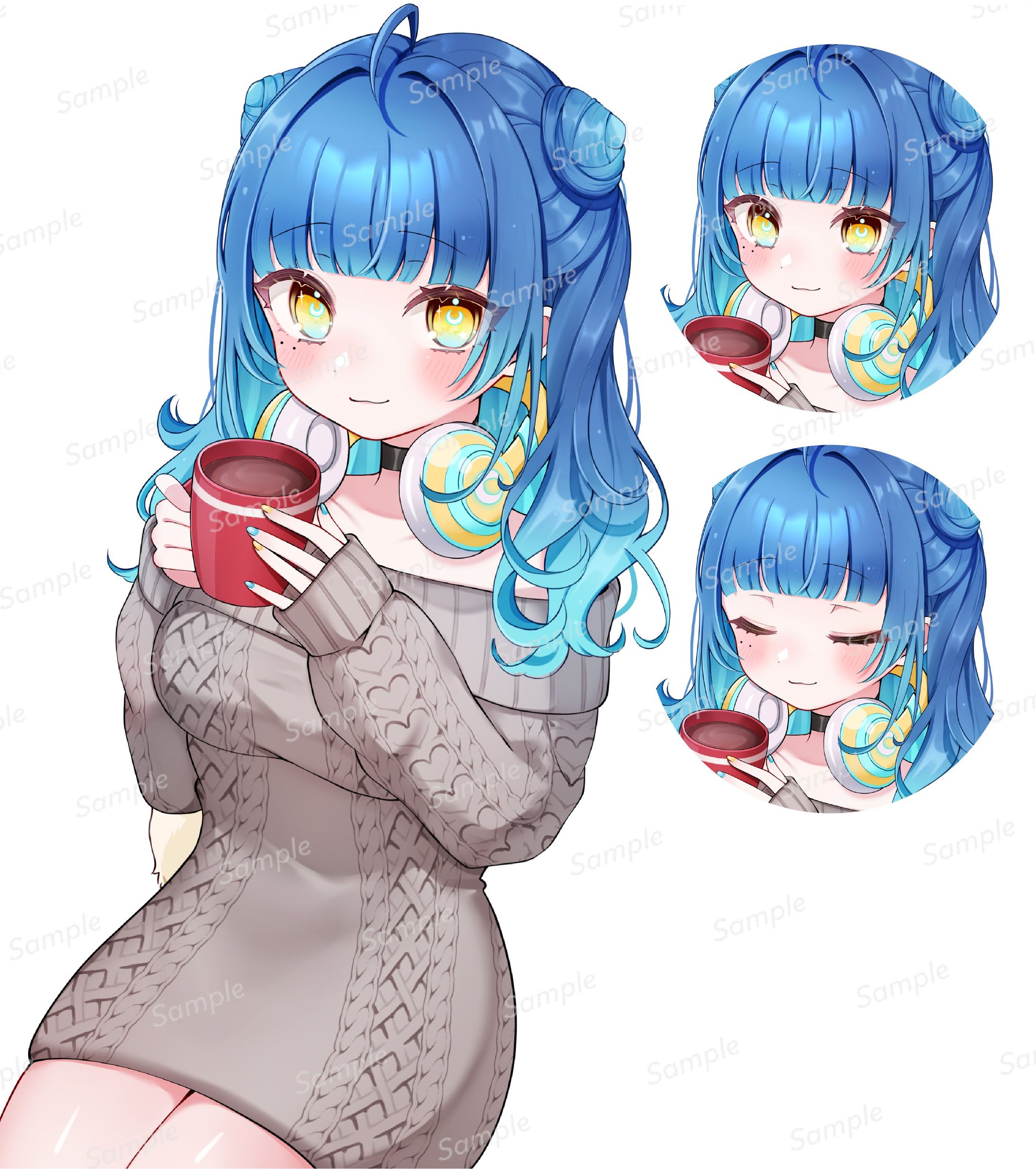 【お仕事】汐海みつ様　イラスト制作(表情差分あり)-1