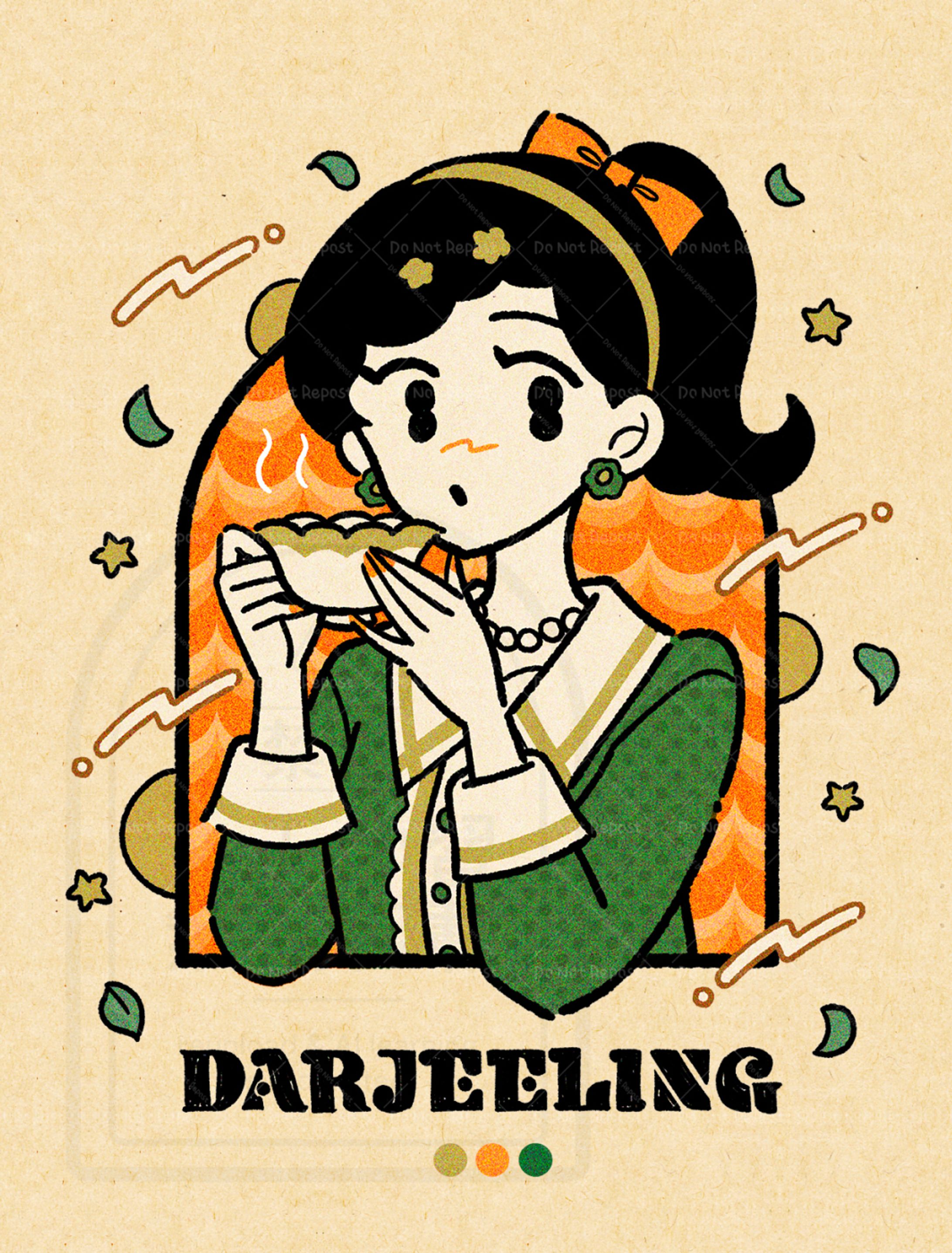 DARJEELING TEA GIRL☕️🟢🟠🟡-1