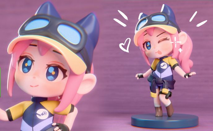 3D Chibi Steam Delivery Girl