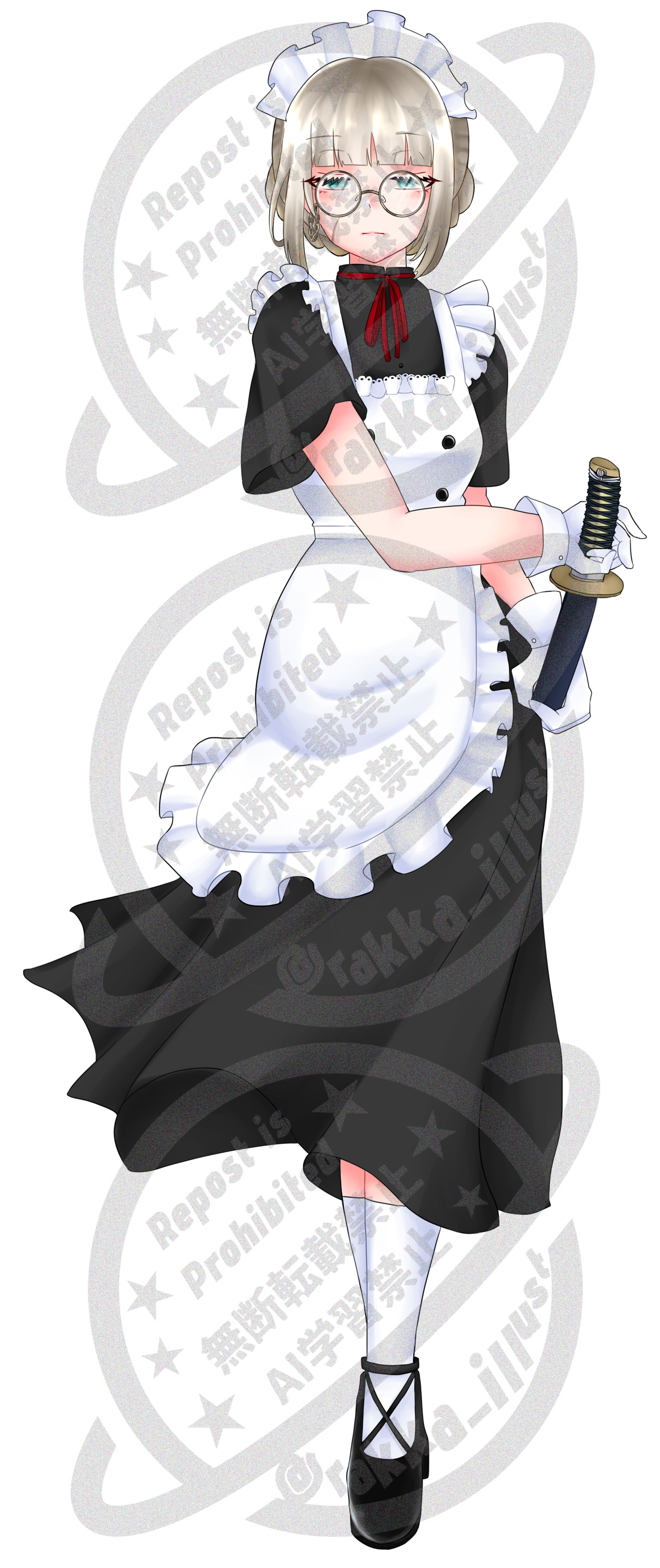 刀を持ったメイド女性【ご依頼品】-1