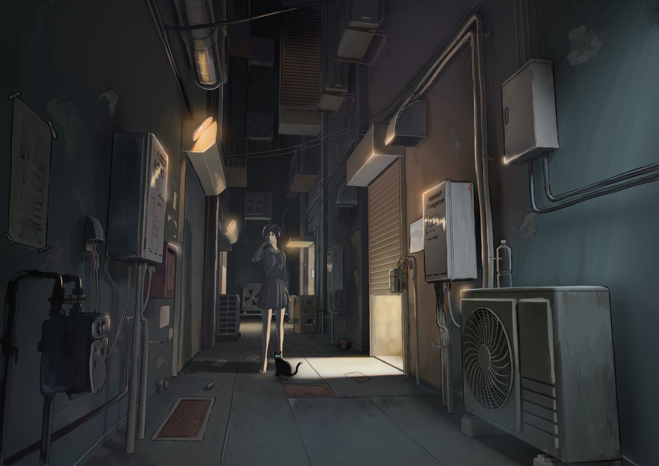 路地裏描きました-1