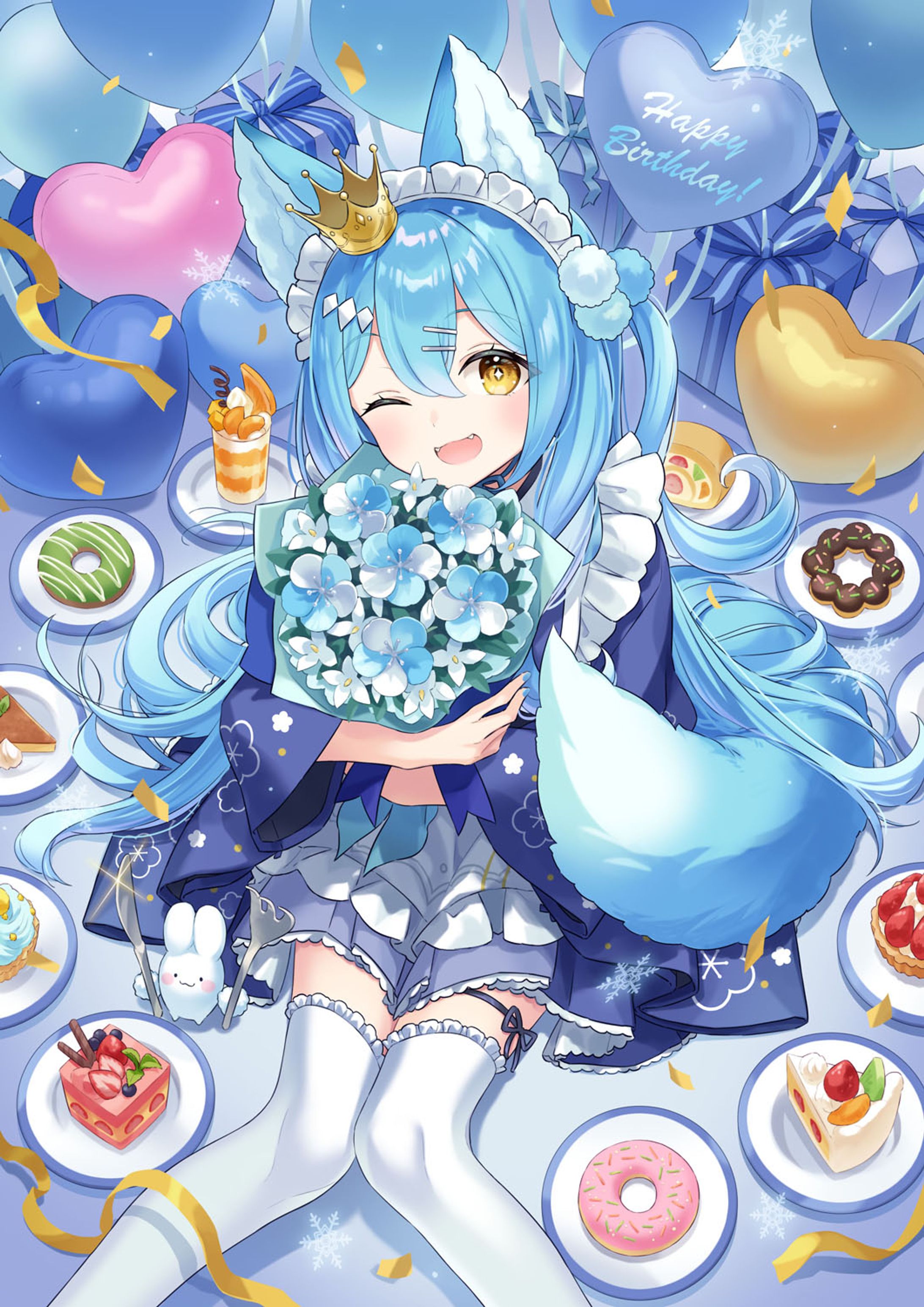 【VTuber】雪餅ののめ様誕生日お祝いイラスト-1