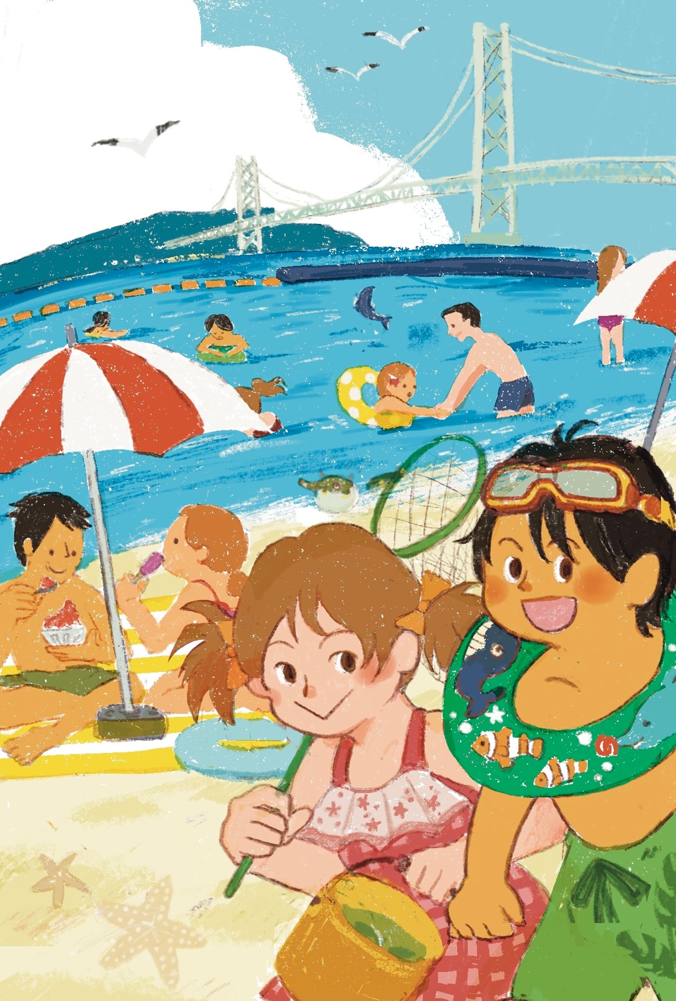 アジュール舞子 海水浴場イラスト-1