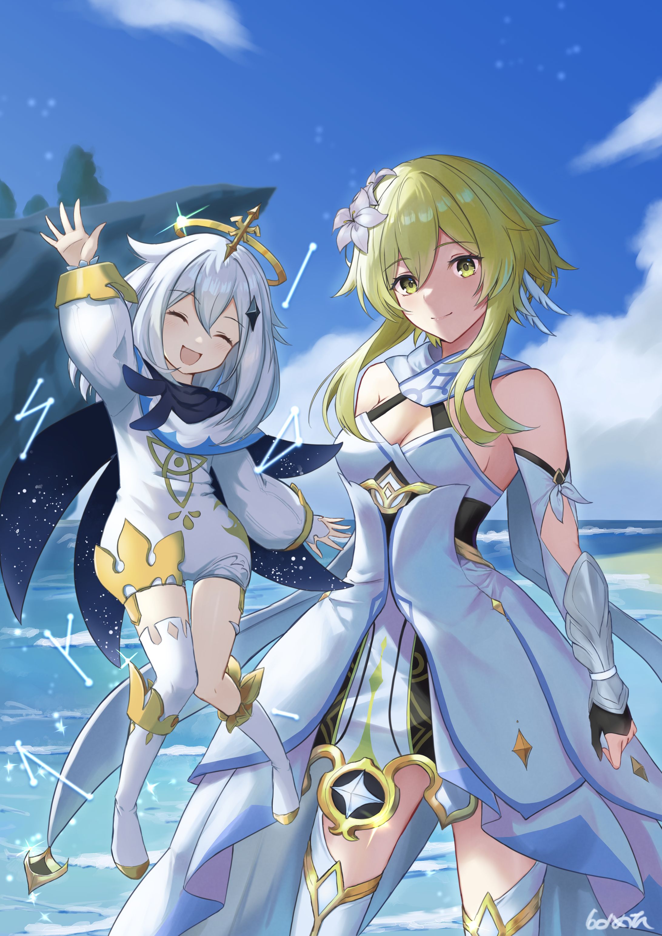 神椿の幸祜スと原神のイラスト