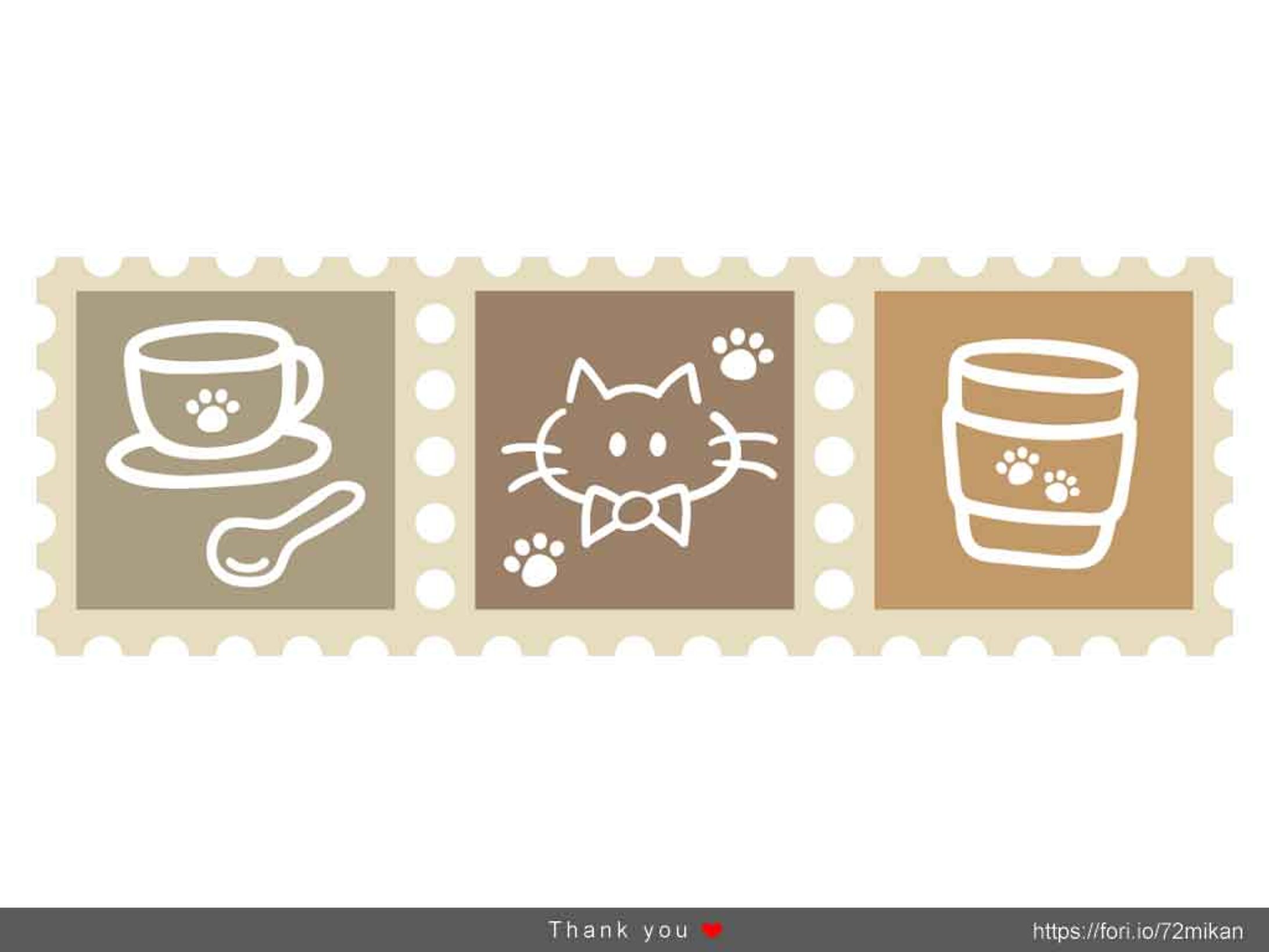 切手シート風（猫とカフェ）-1