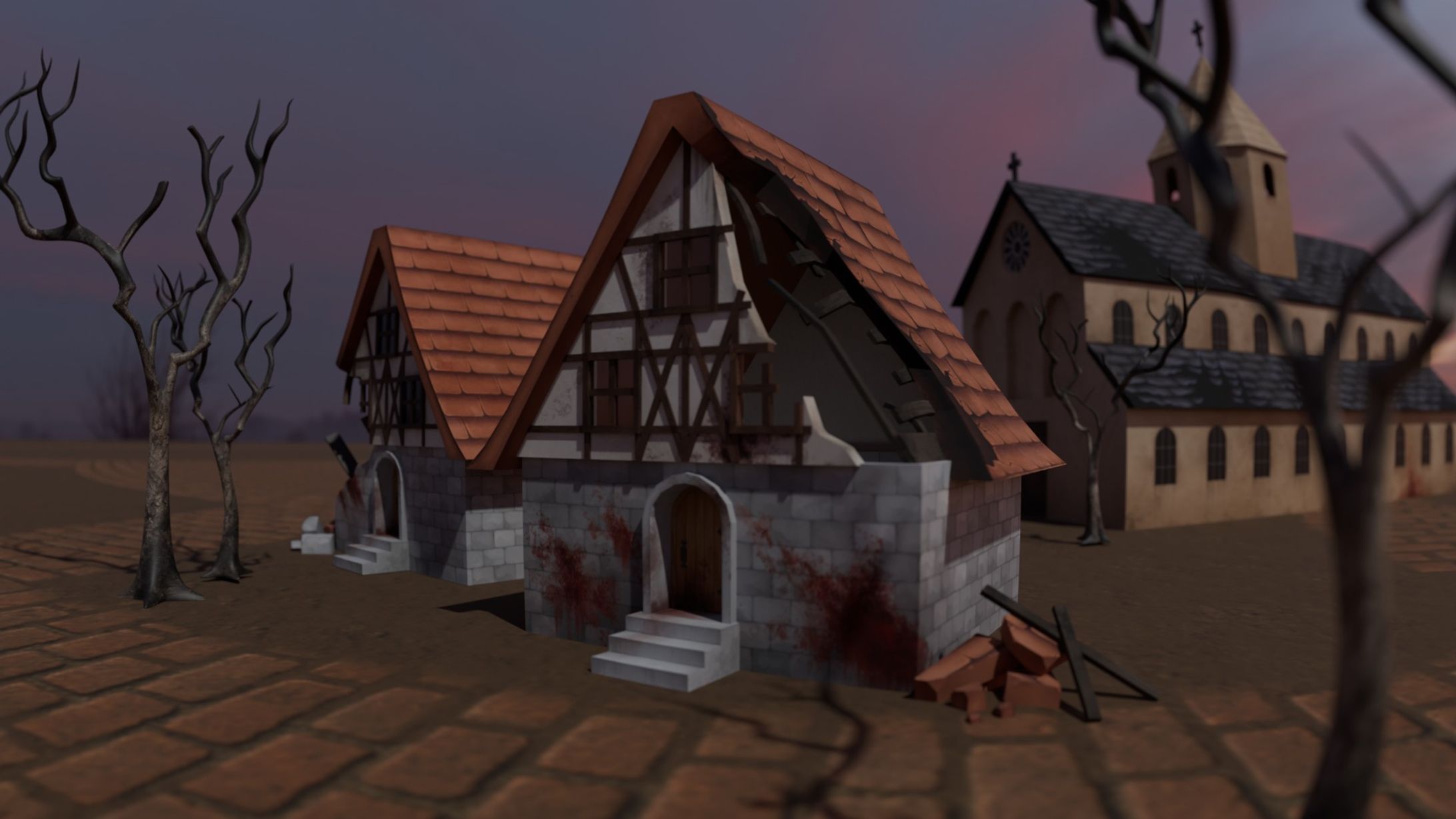 「Beowolf」ゲーム背景3DCG制作-1