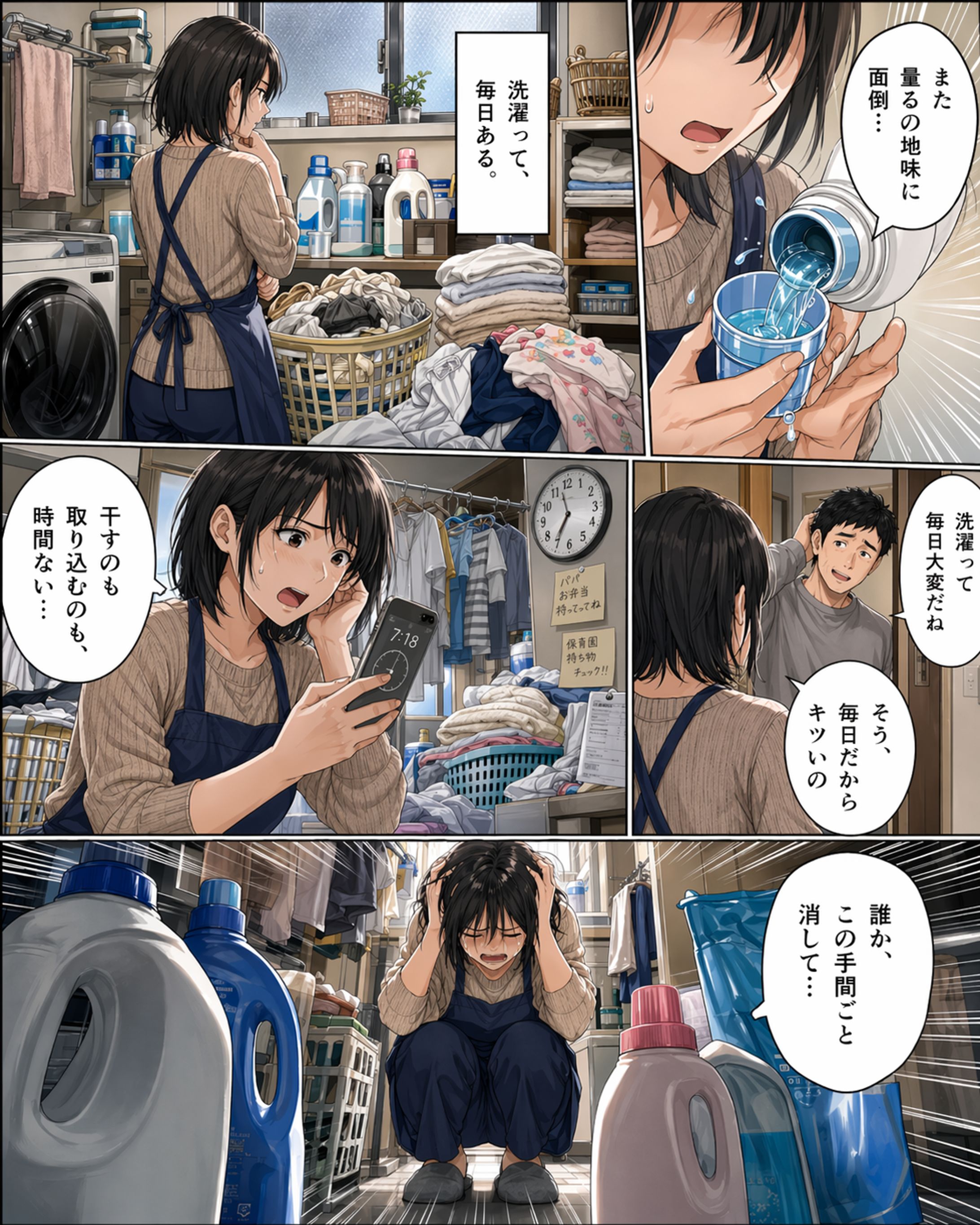 【広告AI商品写真入り漫画】【最新ChatGPT-Imageで作成】Panasonic｜パナソニック ドラム式洗濯乾燥機 LXシリーズ マットホワイト NA-LX125ER-W-1