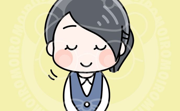 お辞儀をする事務員の女性