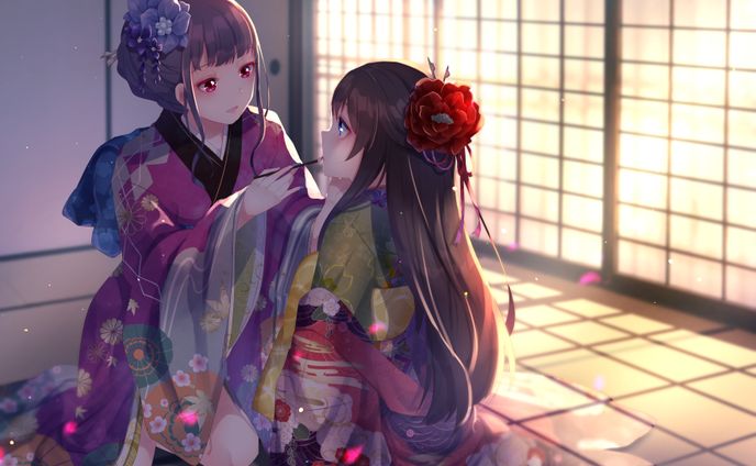 着物、百合
