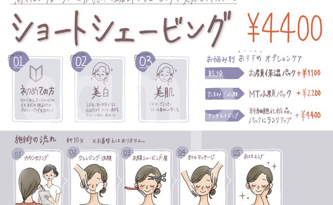 エステサロンのシェービングメニュー