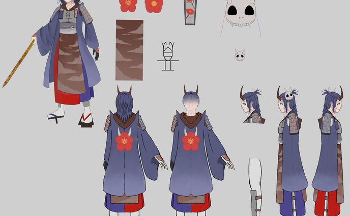 創作、三面図