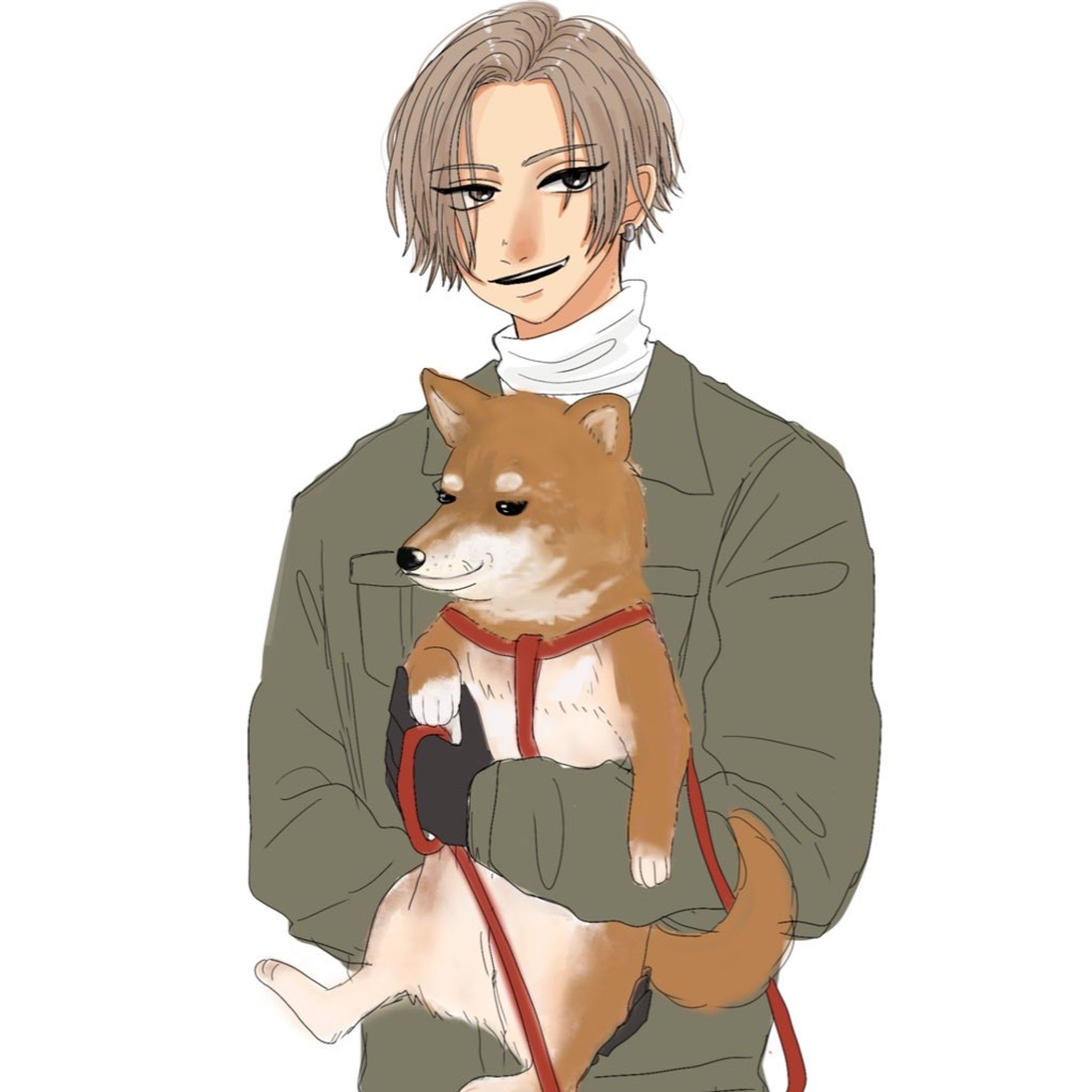 犬を持った男性-1