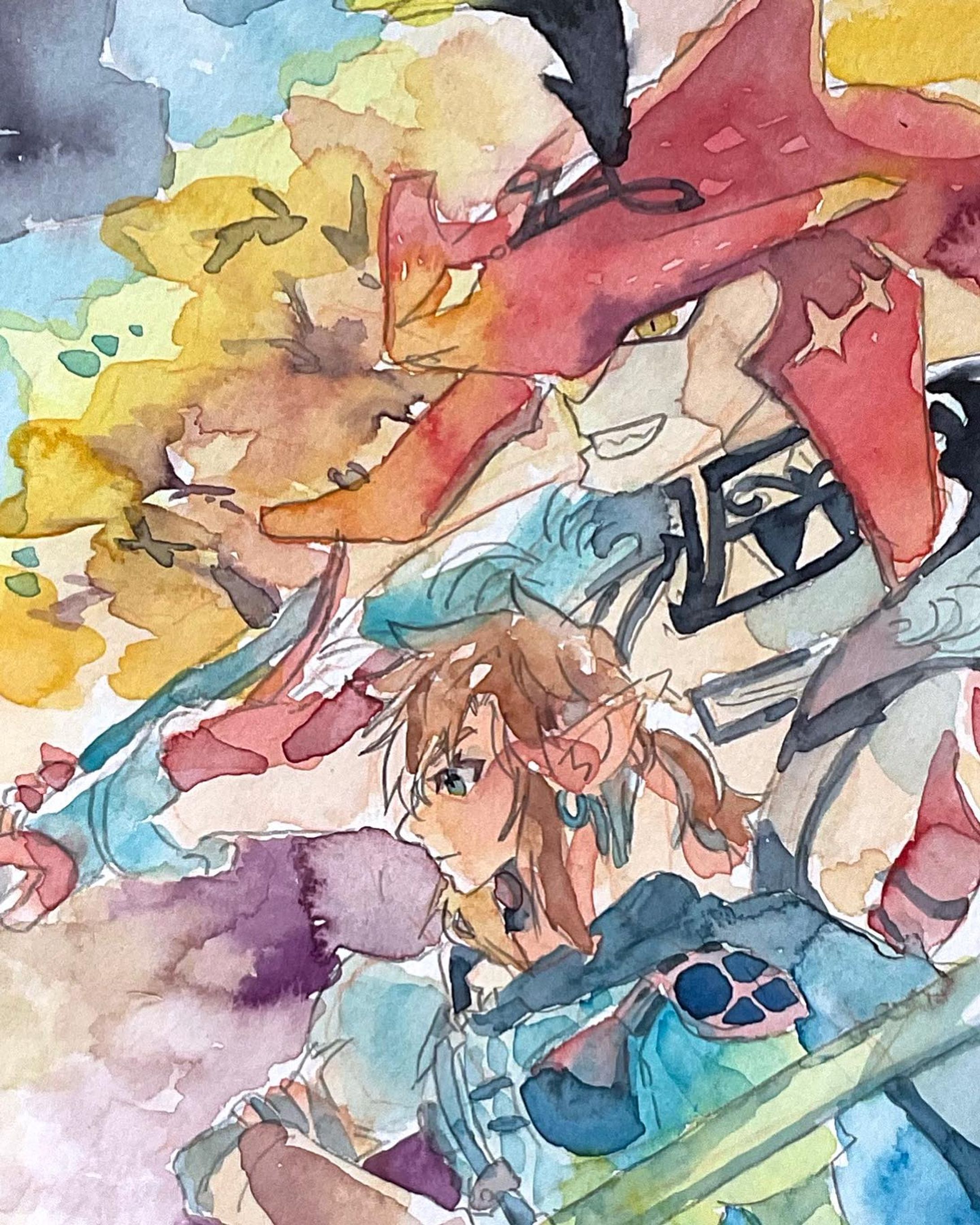 #sidlink #totk #zeldatearsofthekingdom #watercolor #シドリン #水彩 
共闘-1