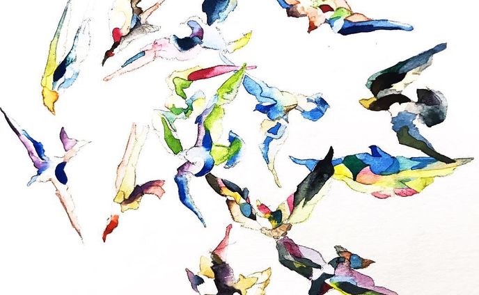 鳥の群れ #illustration #artwork #鳥 #水彩