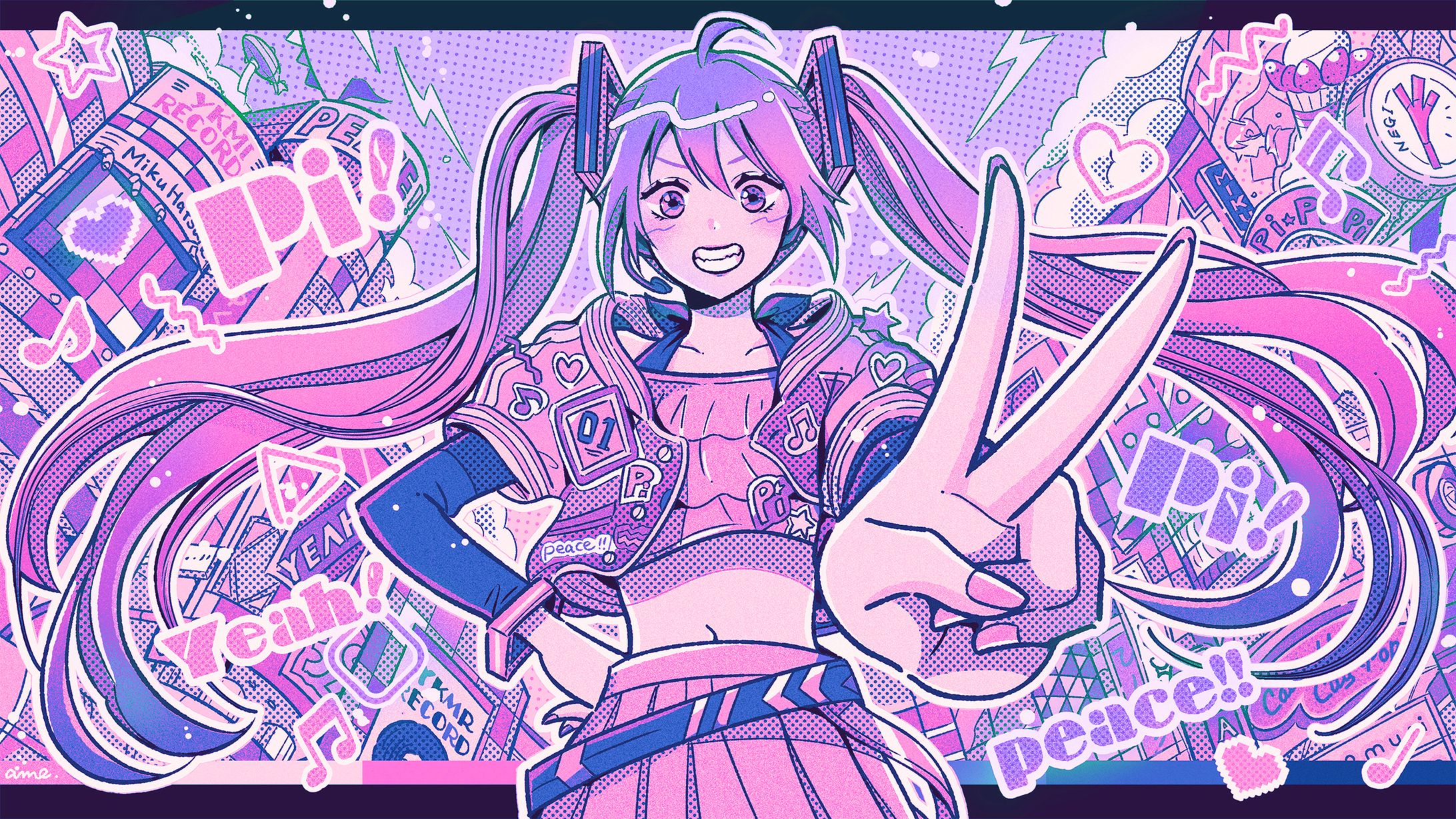 【お仕事】初音ミク「peace!! 」MVイラスト/ボカロP ゆけむりおねこ様-1