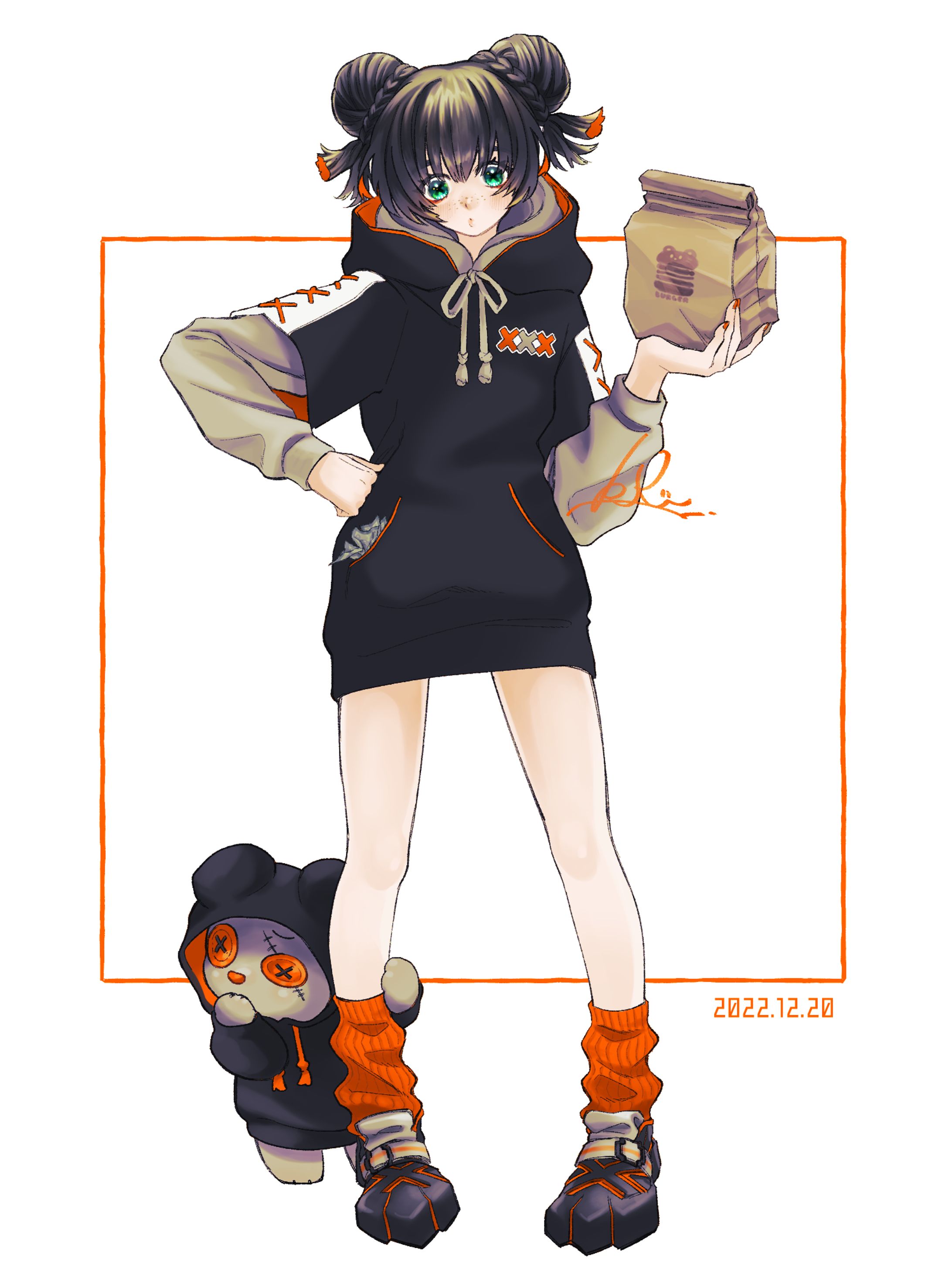 キャラクターデザイン/くまモチーフ-女の子(全身立ち絵)-1