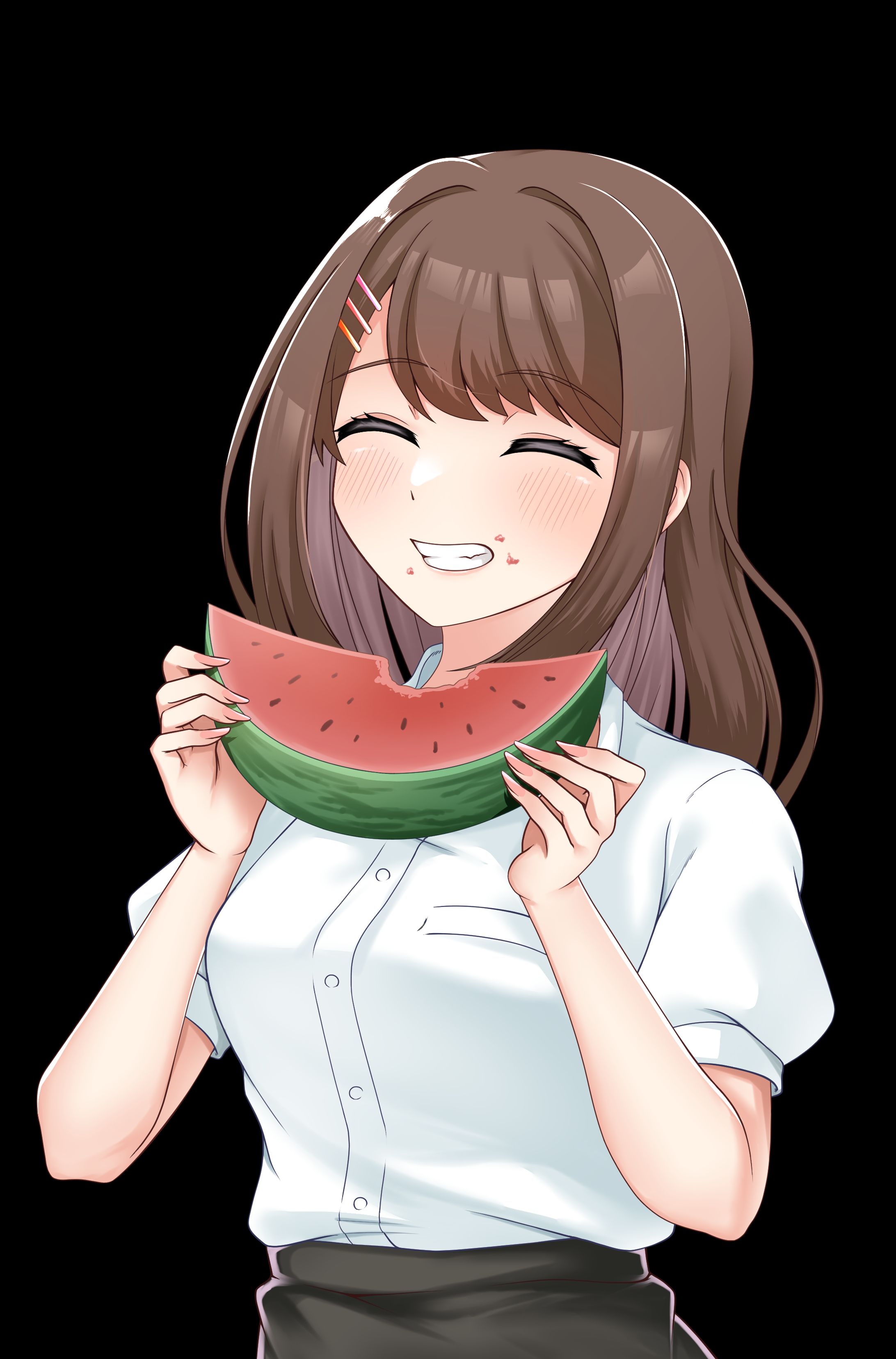 スイカを食べるさくらちゃん-1