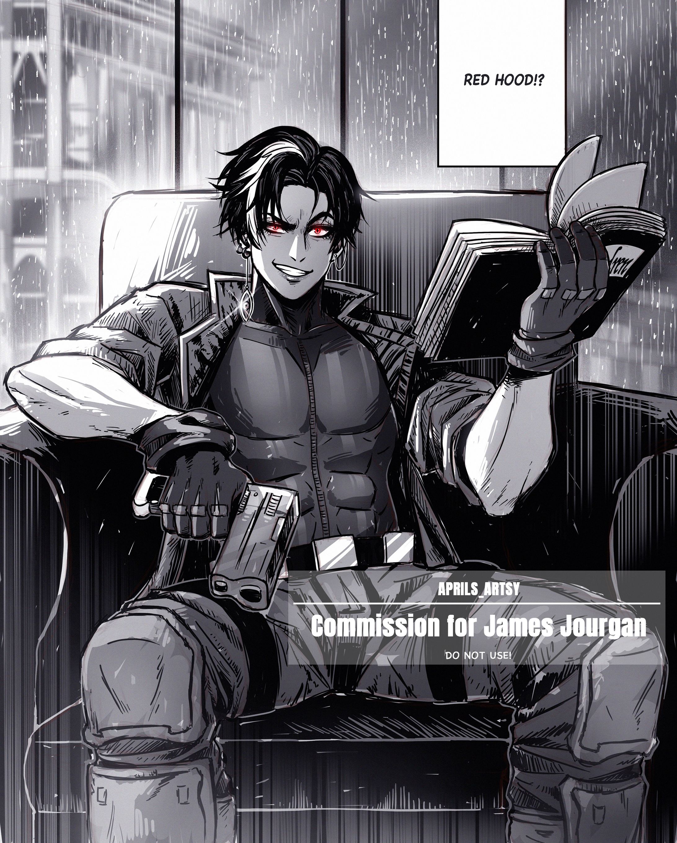 Commission for James Jourgan in B/W comic style-1