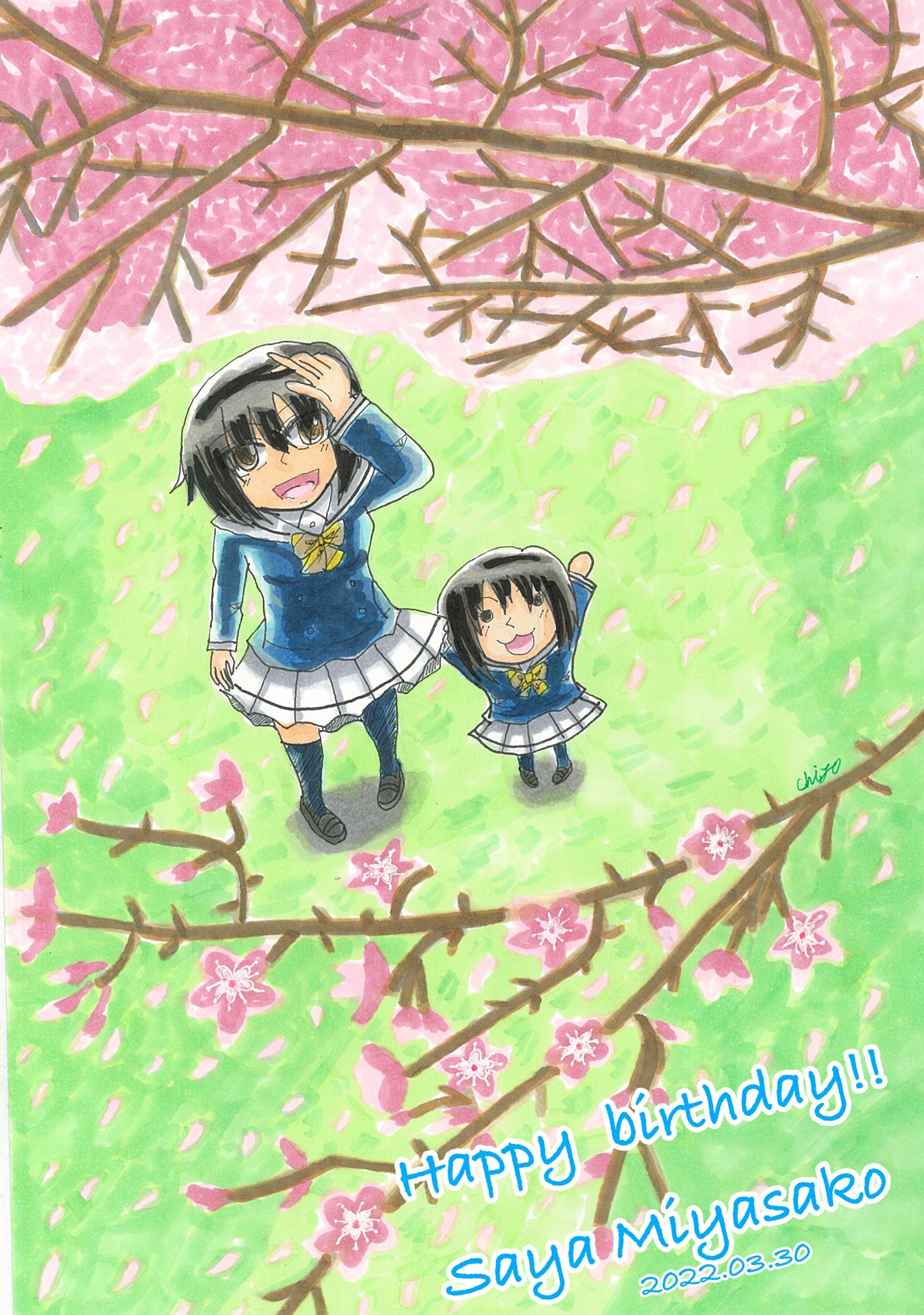 紗綾 バースデーイラスト2022(桜)-1