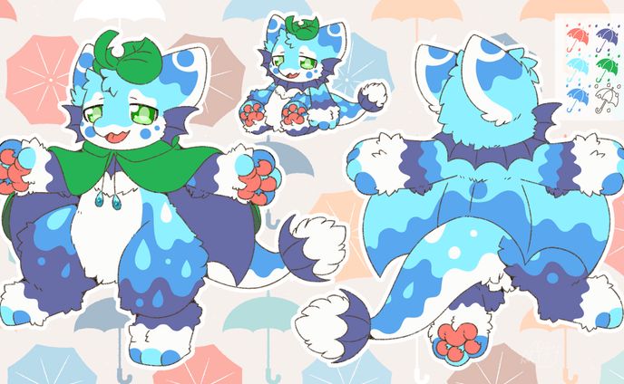 雨、傘、ドラゴン