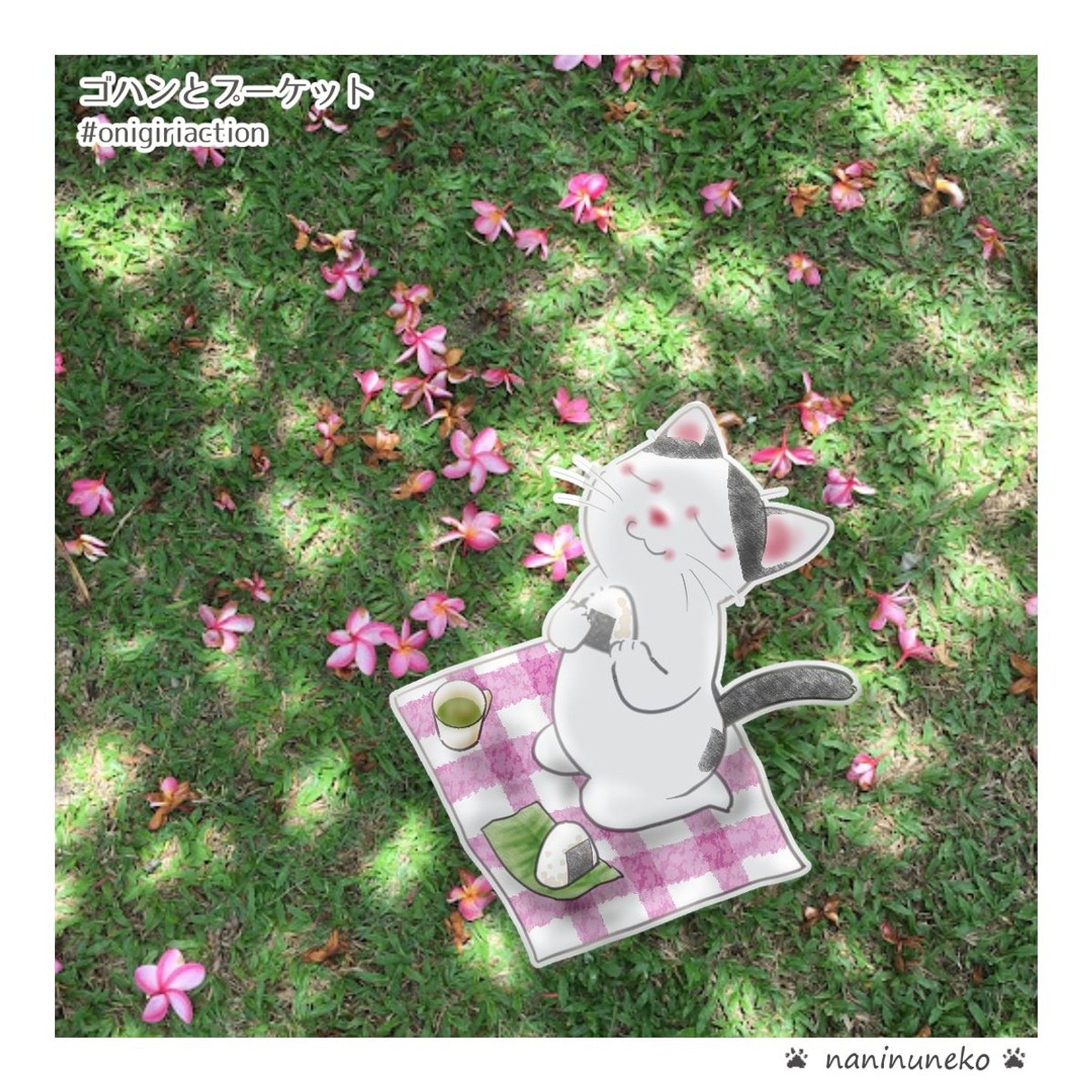 .
#なにぬ猫 #なにぬ猫ねこときどきわんこ #onigiriaction 
@tablefor2_official .
.
おにぎりアクションに参加します。
プーケットのあちこちをおにぎり🍙持って散策しましょう。
アテンドは地域猫のゴハンちゃん🍚
11月5日までの毎日ご一緒にどうぞ😘.
.
Have a にゃんだふる weekend
.
プルメリアの木陰でピクニック
ふぅ～～～🍵🍙.
.
#OnigiriAction をつけて🍙にまつわる写真を投稿すると、1投稿につき100円が賛同企業から寄付され、アフリカ・アジアの子どもたちに5食分の給食🥣が届きます。
.
#にゃんだふるweekend 
#phuket 
#หรอยจังฮู้ 
#ภูเก็ต 
#onigiri 
#ข้าวปั้น 
#ねこと暮らす 
#ねこまんが 
#うちのこグッズ 
#うちの子イラスト 
#illustragram 
#いらすとぐらむ 
#ふわもこ部猫 
#cat 
#แมว 
#meow 
#にゃんだふる .-1