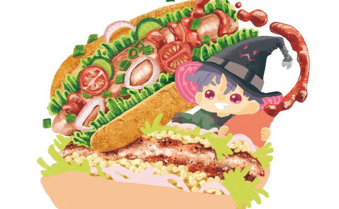 魔法使いと野菜たくさんホットドッグ