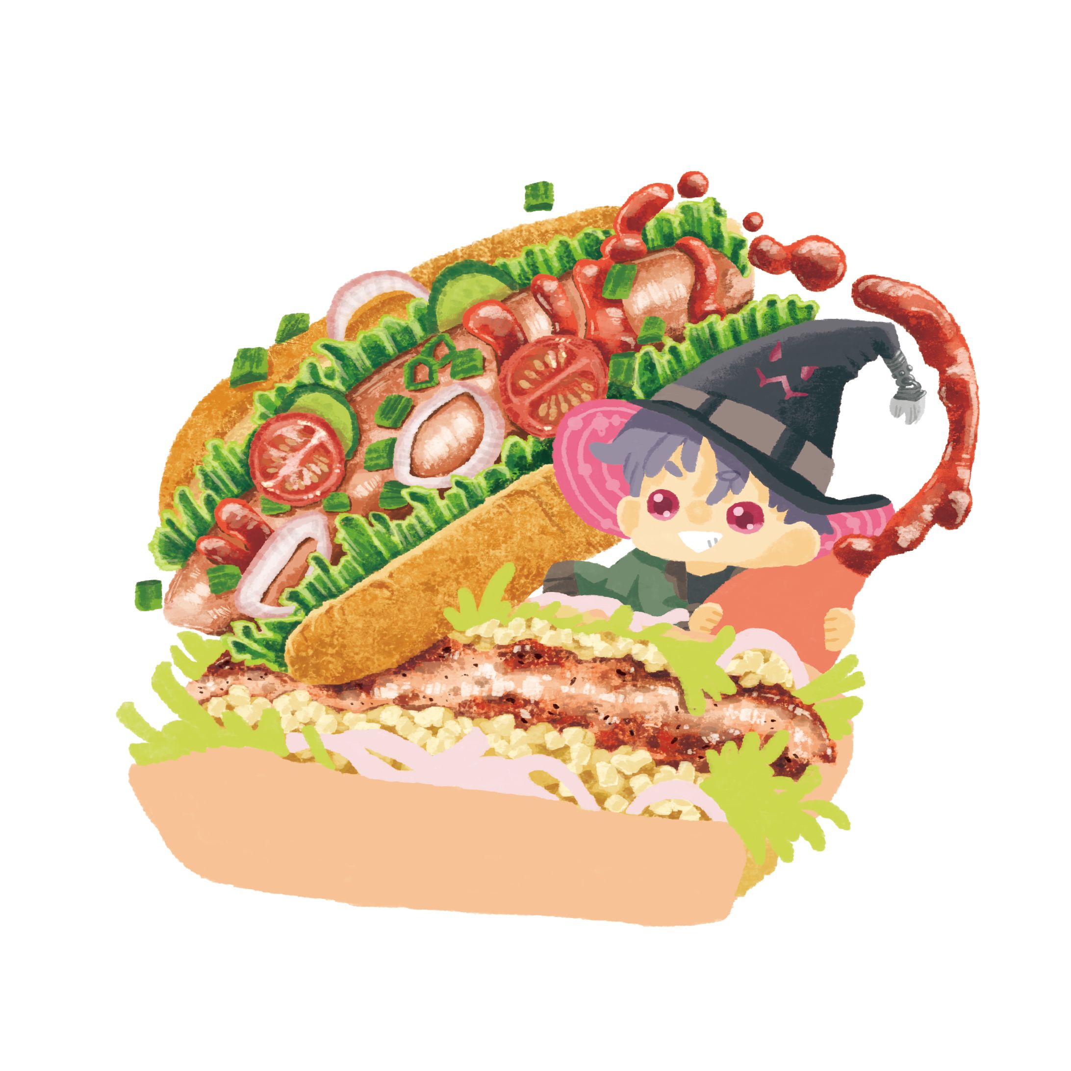 魔法使いと野菜たくさんホットドッグ-1